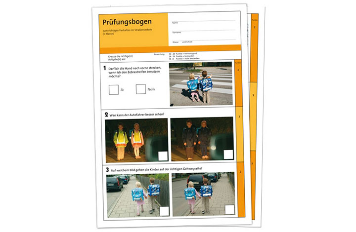 Der schlaue Fußgänger – Prüfungsbogen 